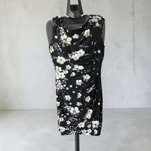 Lauren Ralph Lauren Black and White Floral  Midi Dress